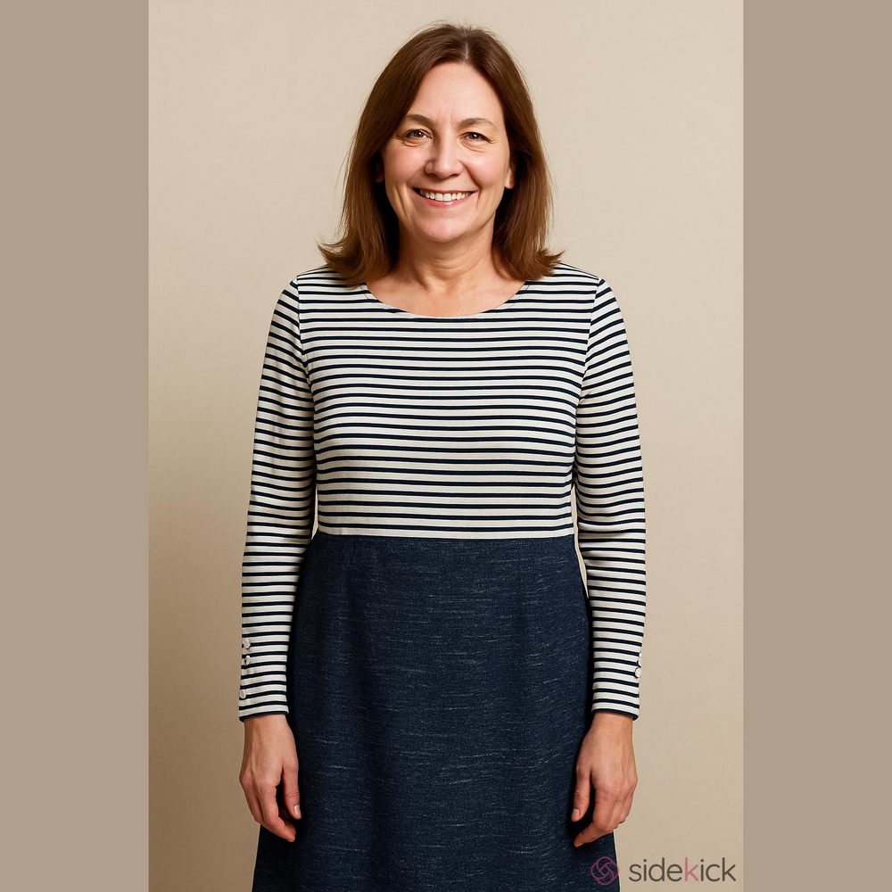 Anthropologie Dolan Left Coast Blue and White Stripe Knit Dress - size Medium